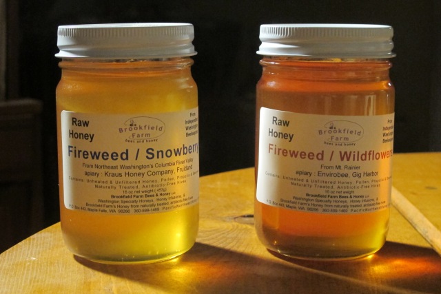 Fireweed wildflower combination honeys from Brookfield Farm Bees And Honey, Maple FAlls, WA
